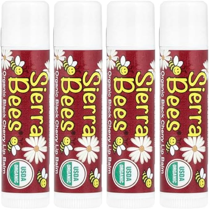 Sierra Bees بلسم شفاه عضوي، كرز أسود، عبوة 4. 15 أونصة (4.25 غرام) لكل منها - Image 1